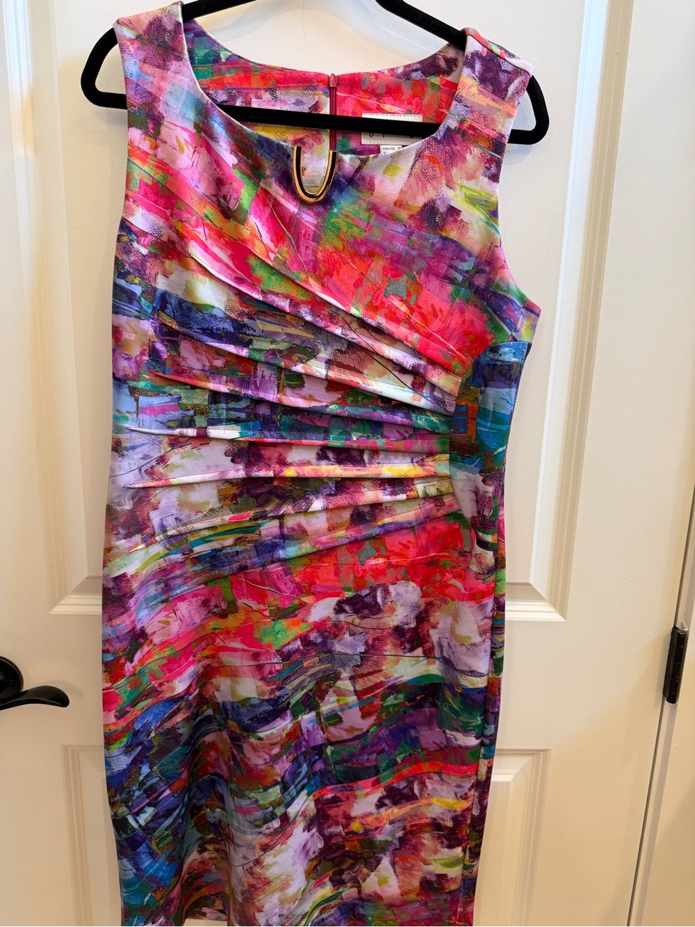 Joseph Ribkoff Vibrant Multicolor Pleated Sheath Dress